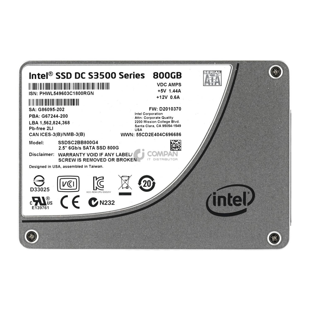 SSDSC2BB800G4 INTEL SSD 800GB SATA 6G 2.5" SFF