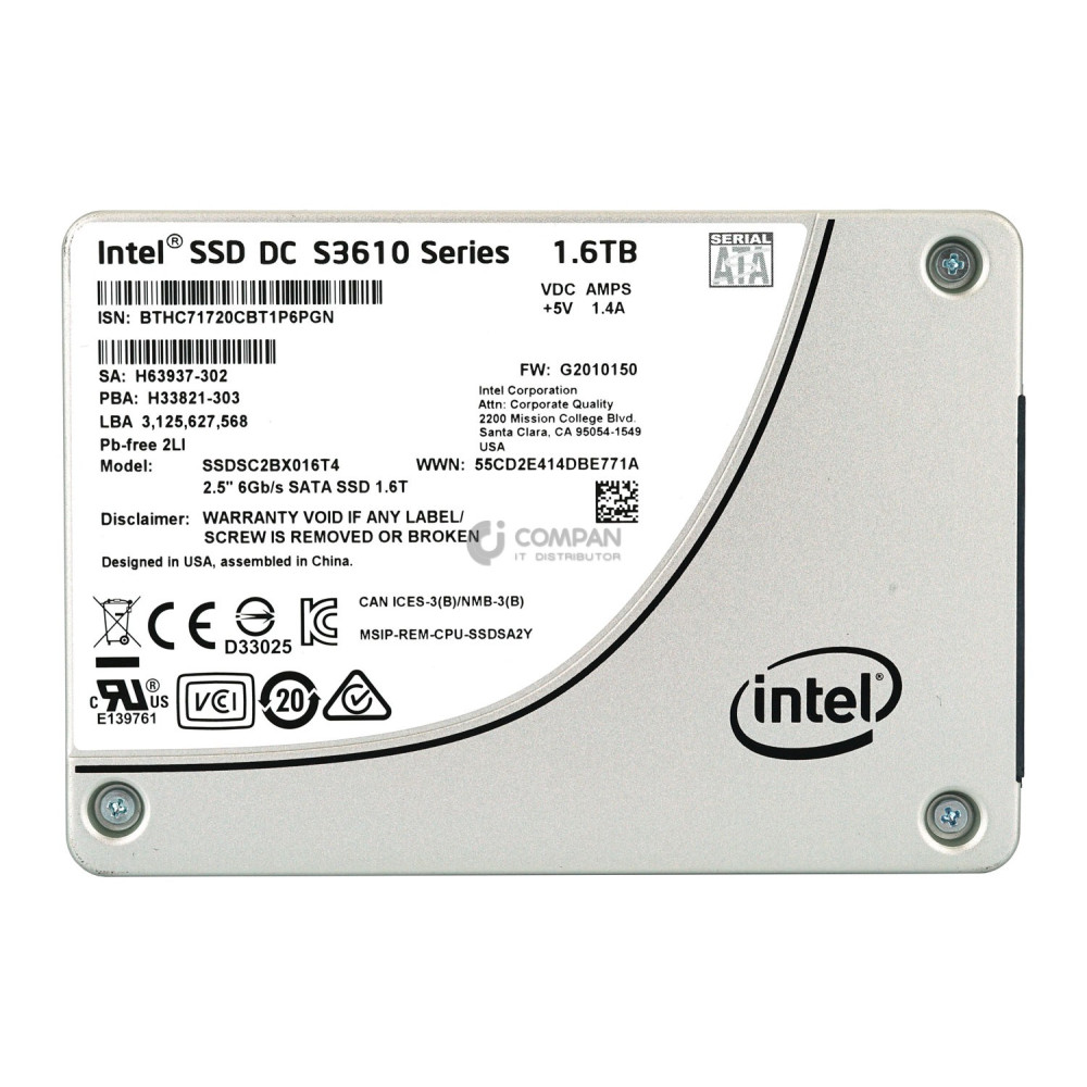 SSDSC2BX016T4 INTEL SSD 1.6TB SATA 6G 2.5" SFF HOT-SWAP