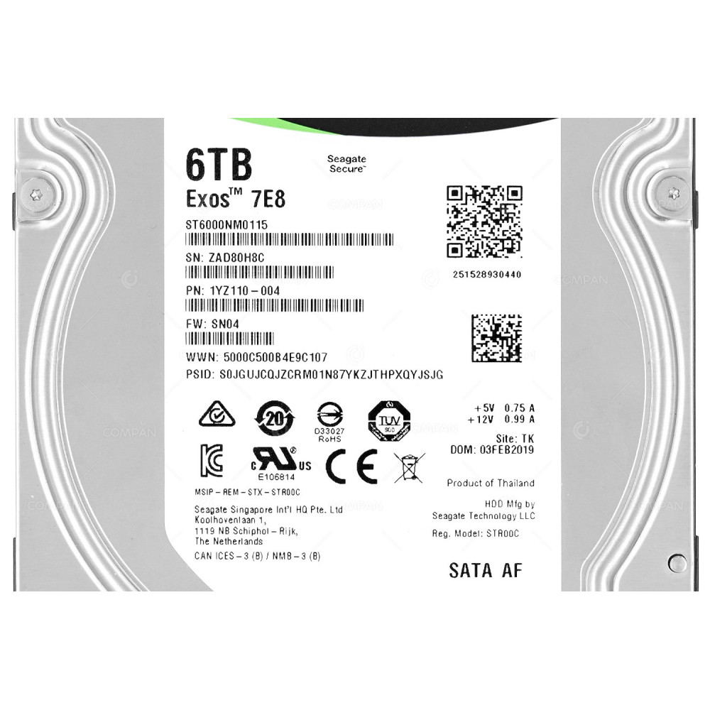 ST6000NM0115 SEAGATE HDD 6TB 7.2K SATA 6G 3.5" LFF HOT-SWAP