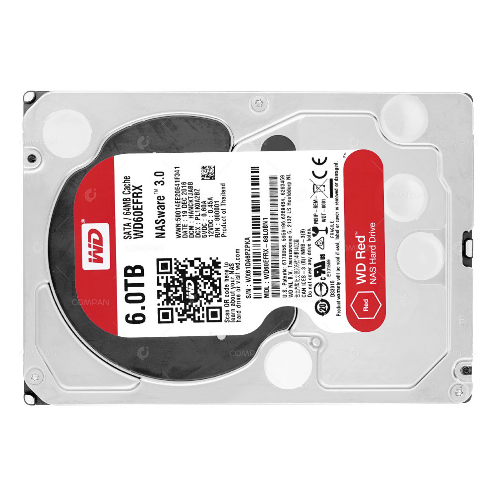 WD60EFRX WD HDD 6TB 5.4K SATA 6G 3.5" LFF 64MB CACHE