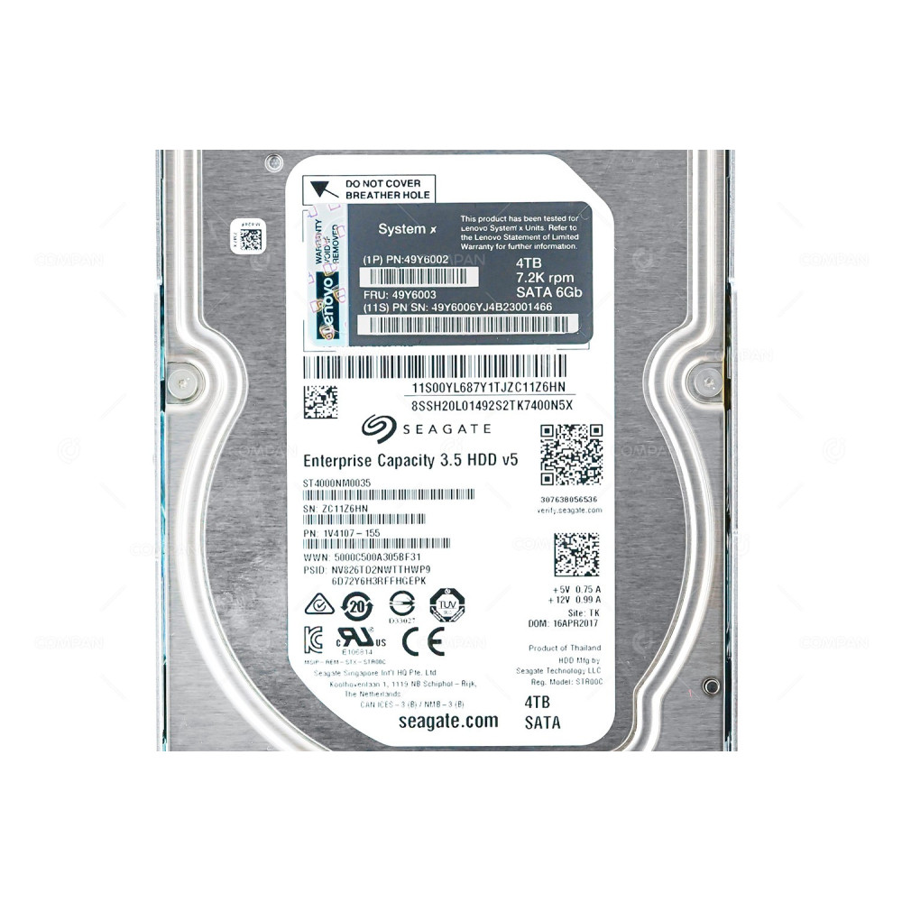 49Y6003 LENOVO HDD 4TB 7.2K SATA 6G 3.5" LFF