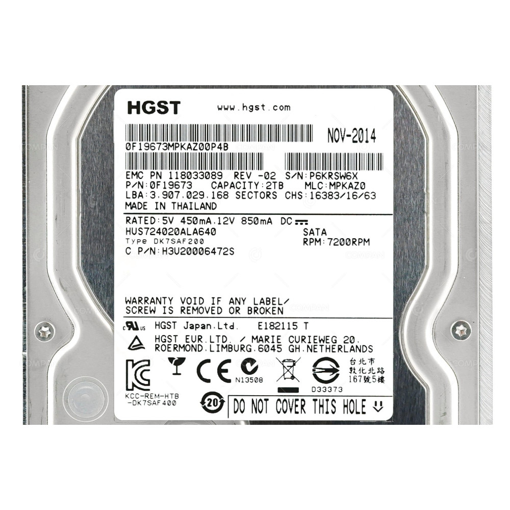 005032949 EMC DV HARD DRIVE 1TB 7.2K 6G SATA 3.5 LFF 512