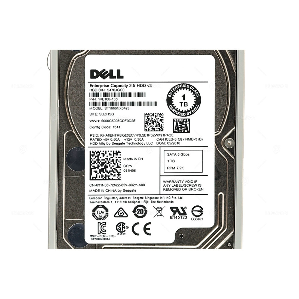 31N08 DELL HDD 1TB 7.2K SATA 6G 2.5" SFF