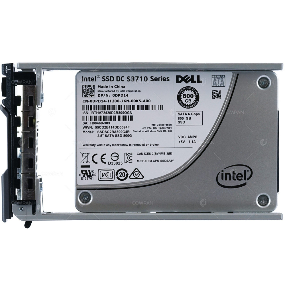 DPD14 DELL SOLID STATE DRIVE 800GB 6G SATA DC S3710 SERIES 2.5 SFF SSD