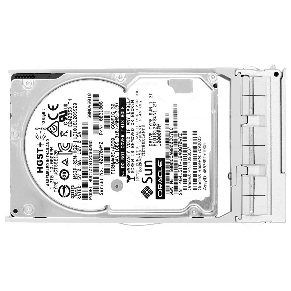 7093037 SUN ORACLE HDD 1.2TB 10K SAS 12G 2.5" FOR X5-2 X5-4 X5-8 X5-2L