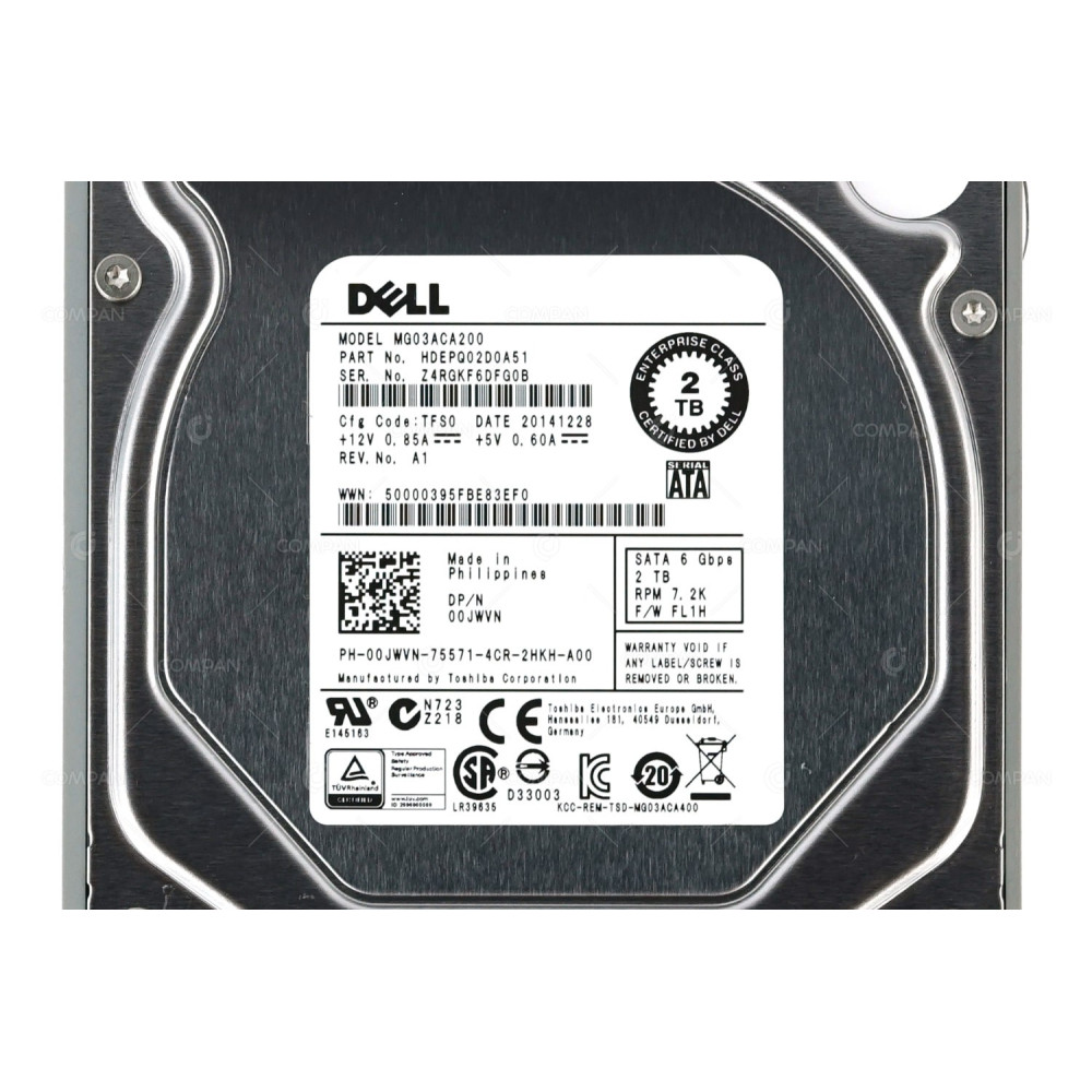 0JWVN DELL HDD 2TB 7.2K SATA 6G 3.5" LFF