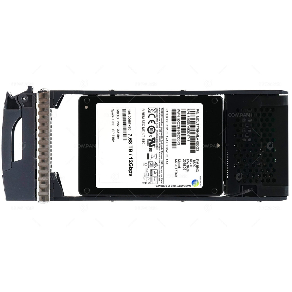 X319A NETAPP SOLID STATE DRIVE 7.68TB 12G 2.5 SFF PM1643 1820 SSD DRIVE DS224C