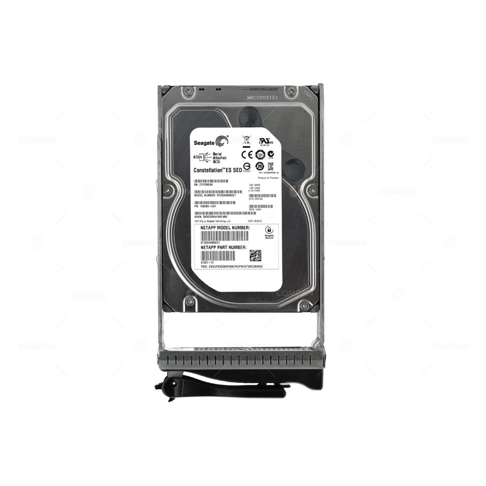 51057-01 NETAPP HARD DRIVE 2TB 7.2K 6G SAS 128MB ES SED 3.5 LFF FOR E2700 ST2000NM0021, 1A9268-041