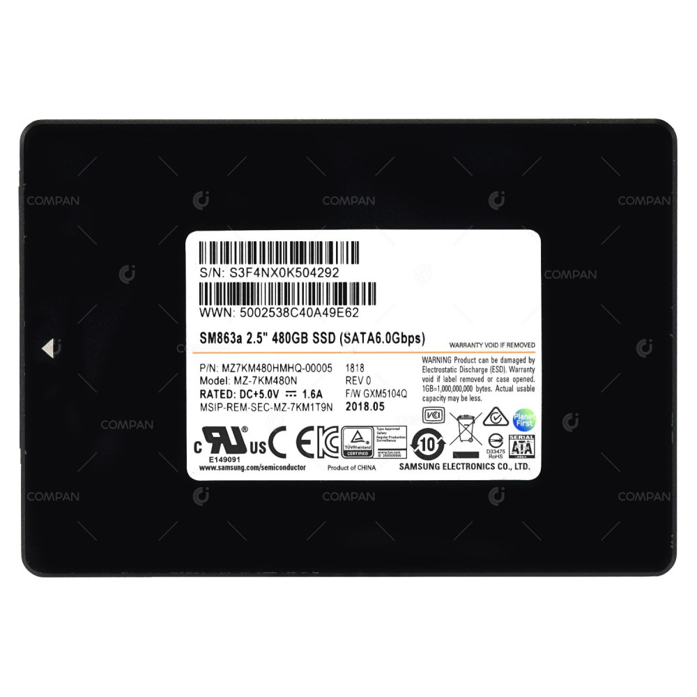 MZ-7KM480N SAMSUNG SM863A SSD 480GB SATA 6G 2.5" SFF
