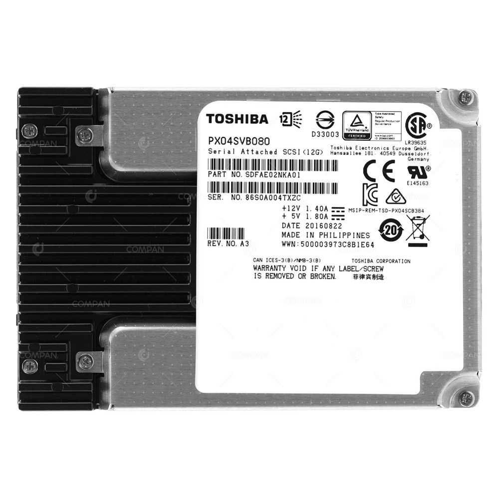 PX04SVB080 TOSHIBA SSD 800GB SAS 12G MLC MU 2.5" SFF