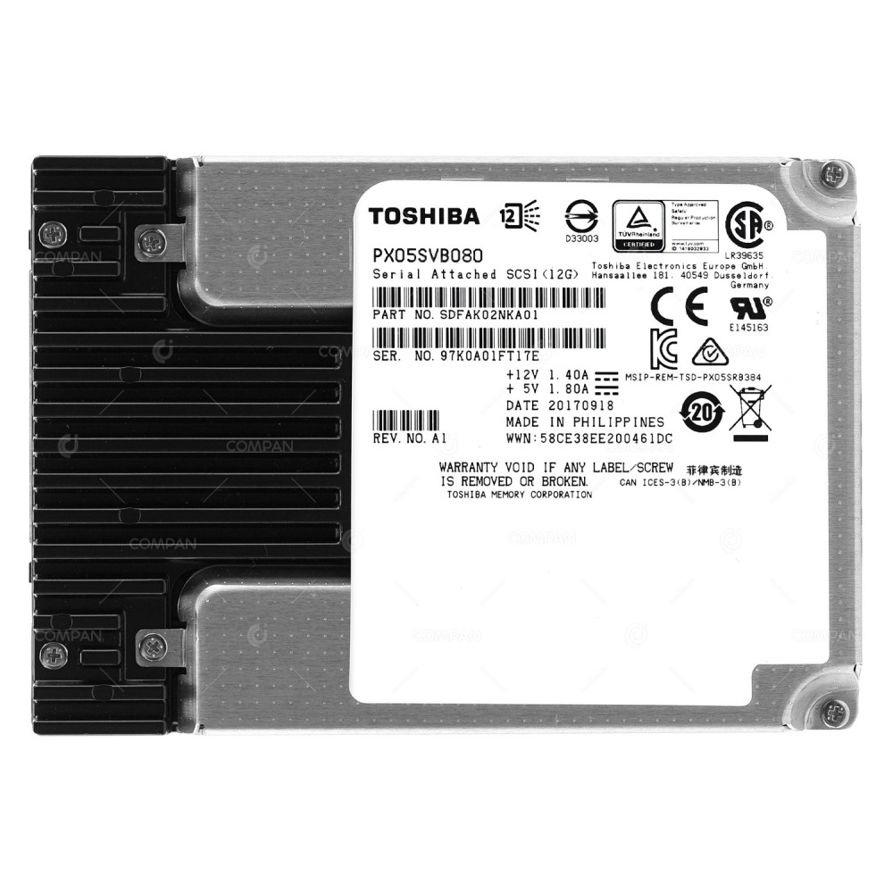PX05SVB080 TOSHIBA SOLID STATE DRIVE 800GB 12G SAS MLC MU 2.5 SFF SSD SDFAK02NKA01