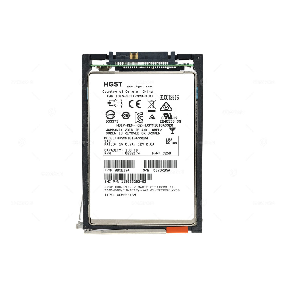 005051592  EMC SOLID STATE DRIVE 1.6TB 6/12G SAS FLASH 2.5 SFF SSD FOR UNITY 300 400 500 600