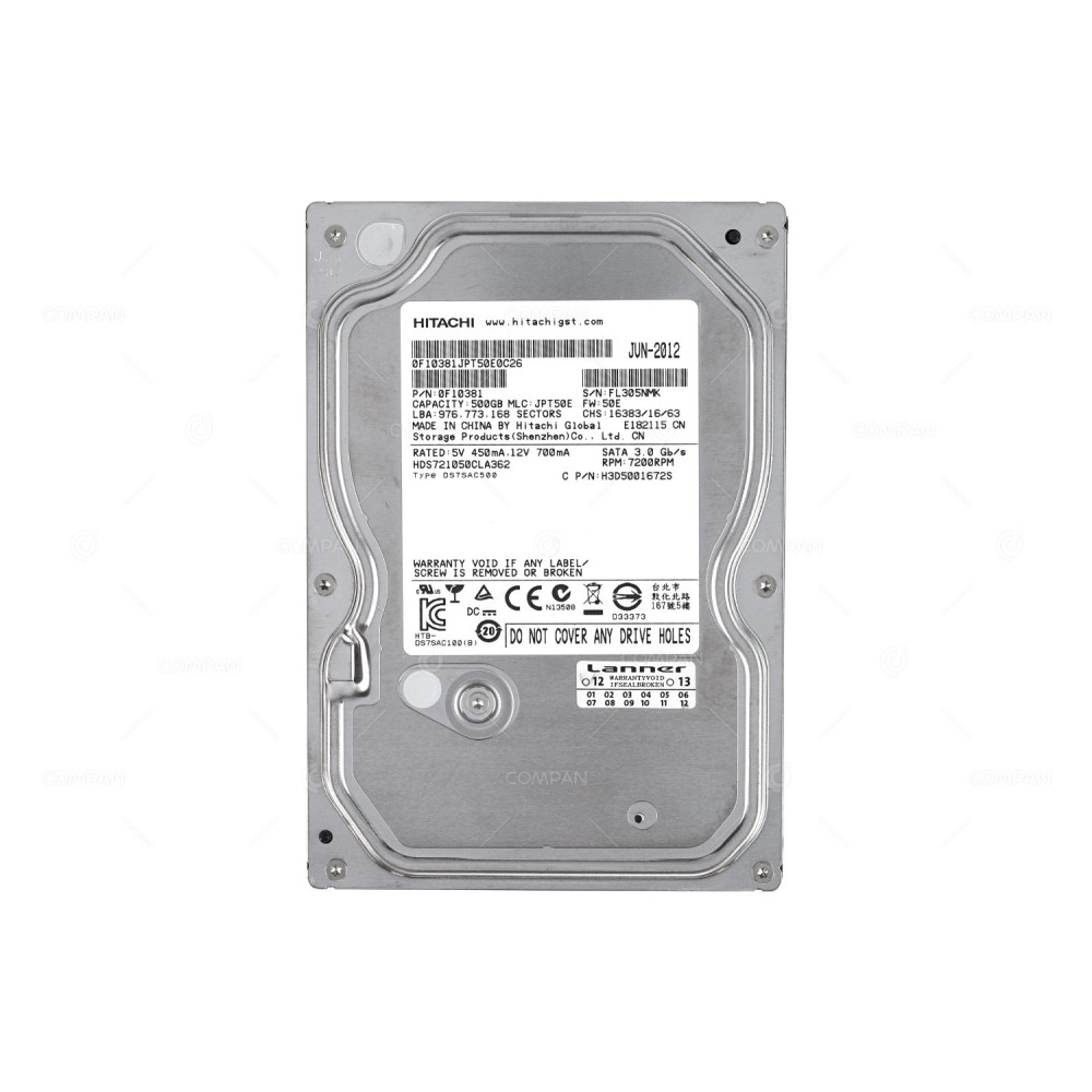 HDS721050CLA362 HITACHI HDD 500GB  7.2K  SATA 3G  3.5" LFF