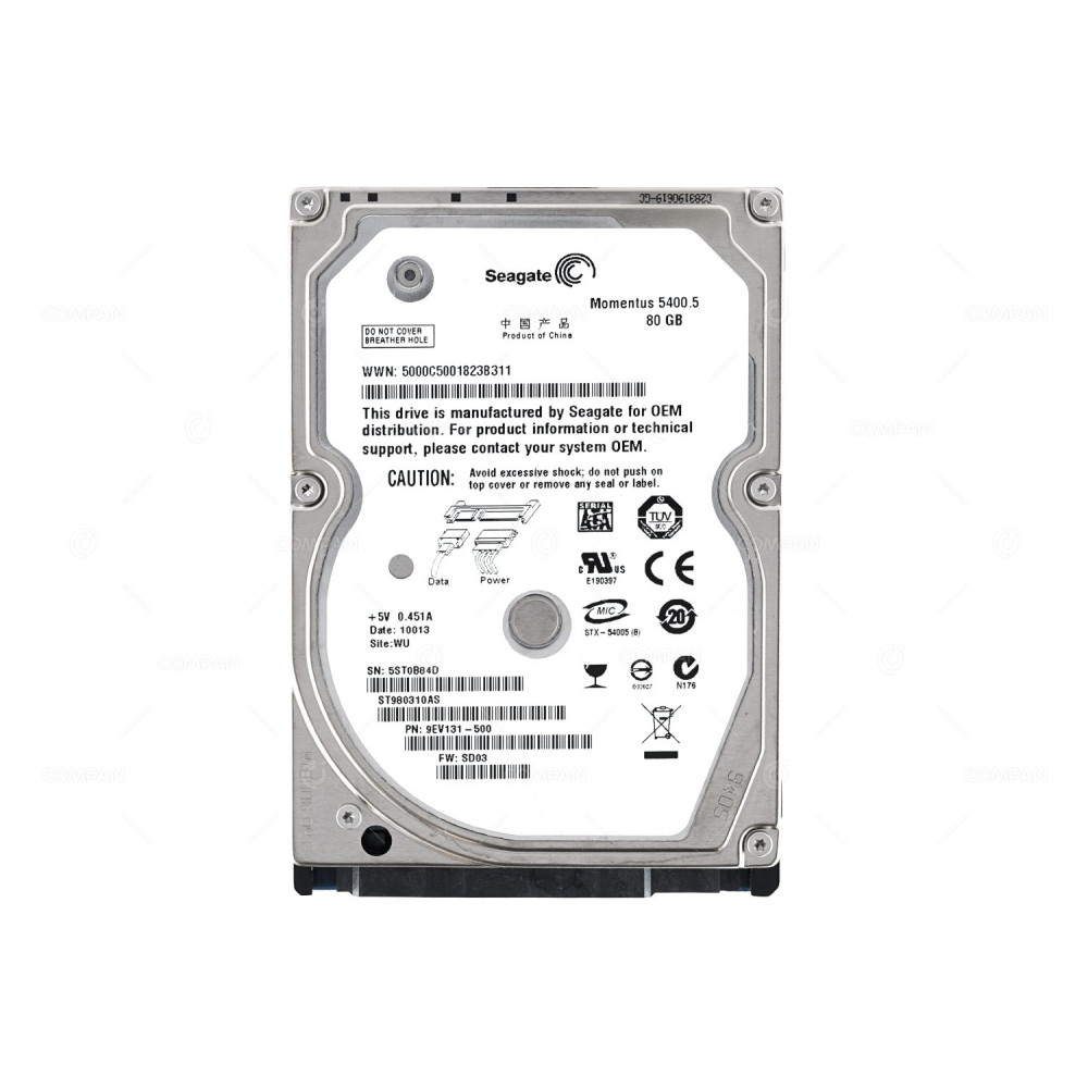 ST980310AS SEAGATE MOMENTUS 5400.5 HDD 80GB  5.4K  SATA  2.5" SFF