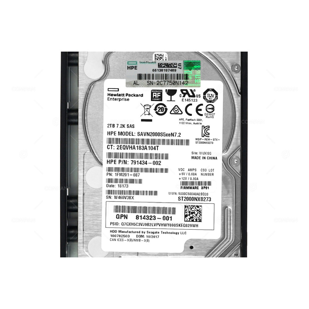 814668-001 HPE HDD 2TB 7.2K SAS 12G 2.5" SFF FOR STORESERV 8000