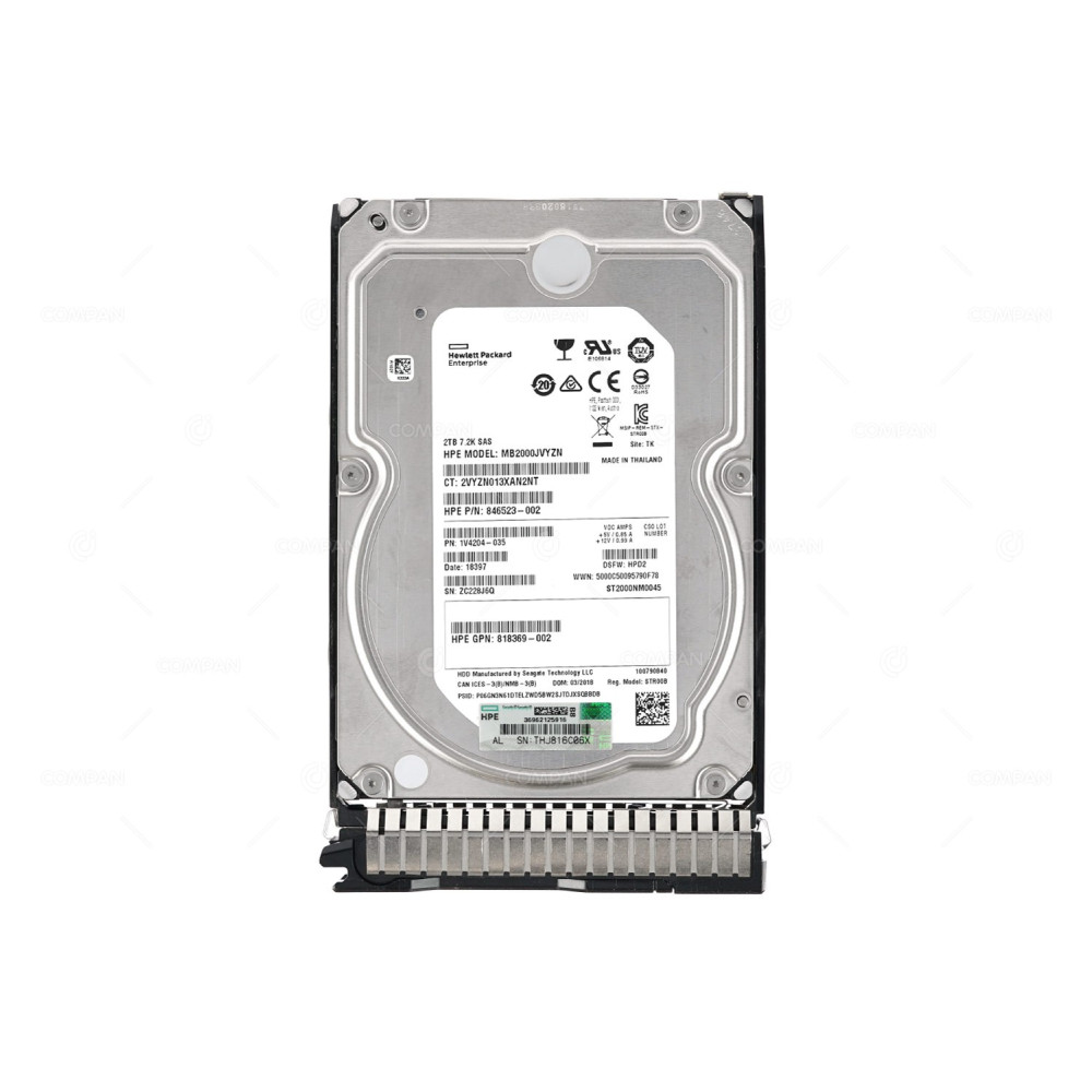 872744-001 HP HDD 2TB 7.2K SAS 12G 3.5" LFF
