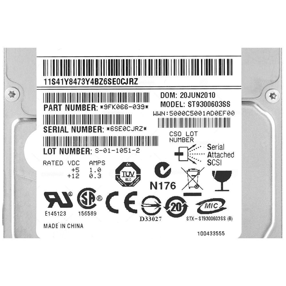 ST9300603SS SEAGATE HARD DRIVE 300GB 10K 2.5 SFF SAS -