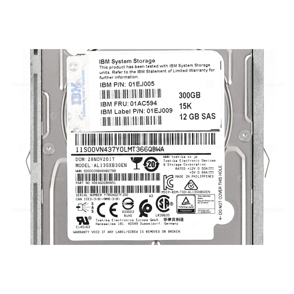01AC594 IBM HDD 300GB 15K SAS 12G 2.5"  SFF