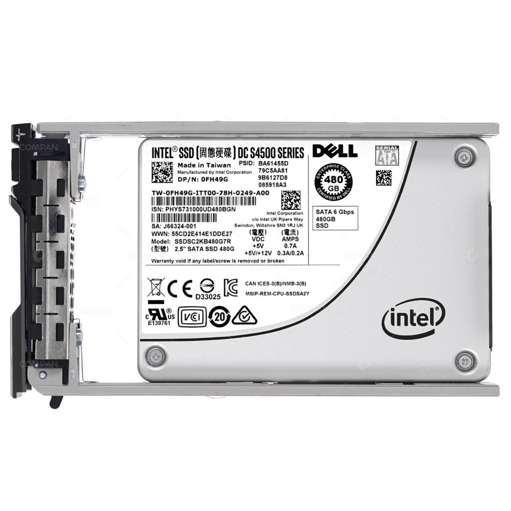 FH49G  DELL SSD 480GB SATA 6G 2.5" SFF FOR DELL POWEREDGE R730 G13