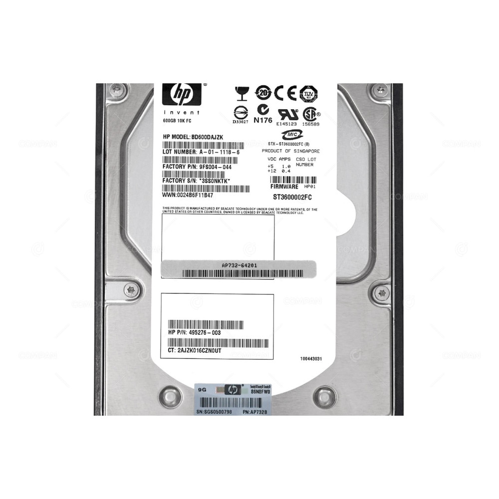 518735-001 HP HDD 600GB 10K FC 3.5" LFF FOR HPE EVA 4400 6400 8400