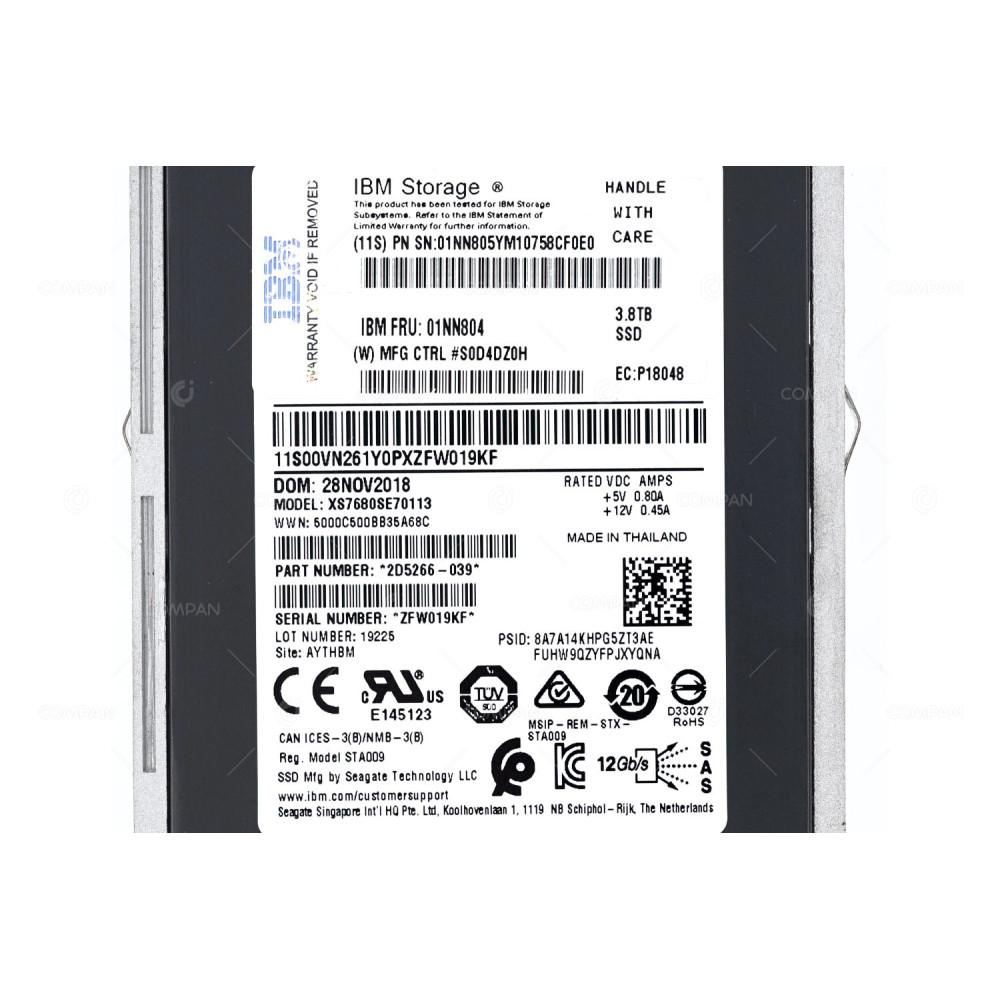 01NN804 IBM SSD 3.8TB SAS 12G 2.5" SFF HOT-SWAP FOR IBM DS8880