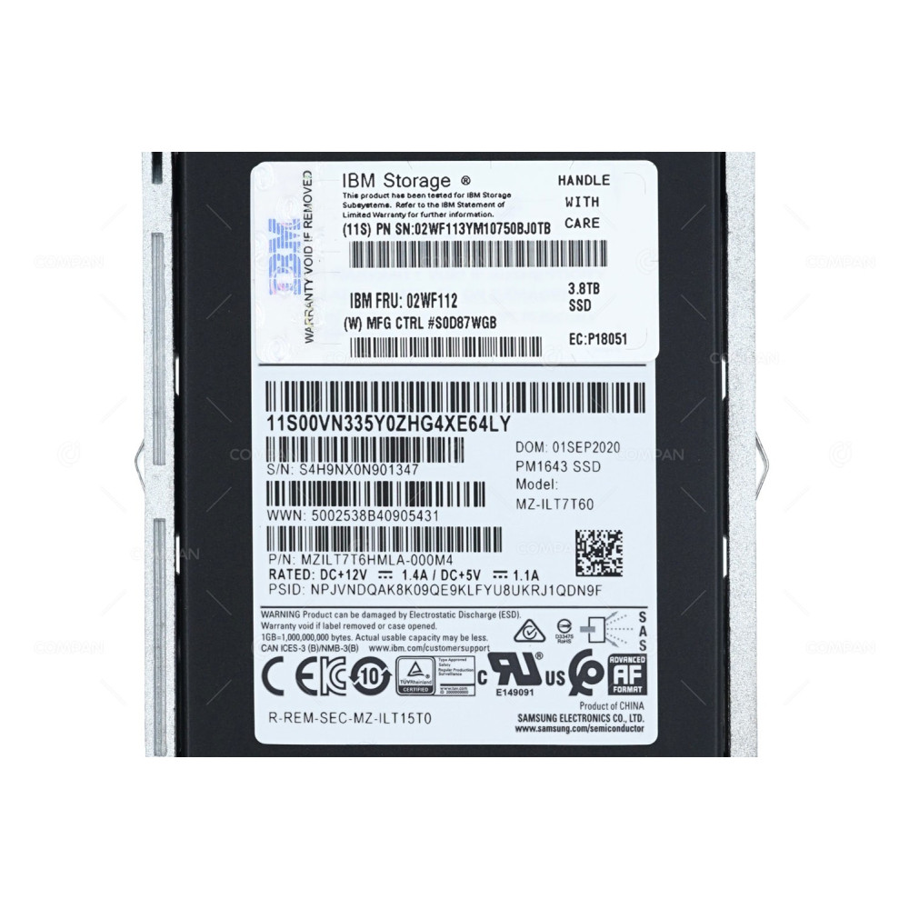 02WF112 IBM SSD 3.8TB SAS 12G 2.5" SFF HOT-SWAP FOR IBM DS8880