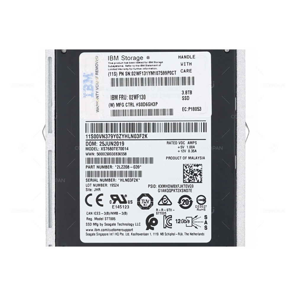02WF130 IBM SSD 3.8TB SAS 12G 2.5" SFF HOT-SWAP FOR IBM DS8880