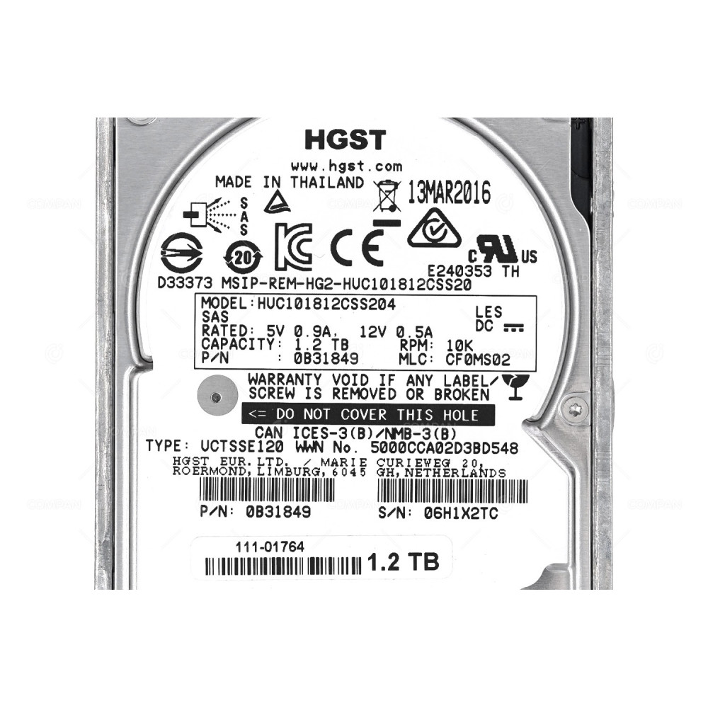 111-01764 NETAPP HDD 1.2TB 10K SAS 6G 2.5" SFF