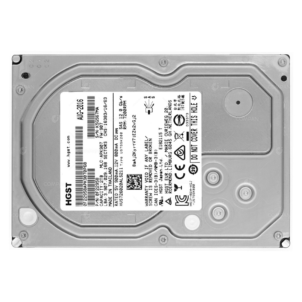 HUS726020ALS211 HITACHI ULTRASTAR 7K6000 HDD 2TB 7.2K SAS 12G 3.5" LFF