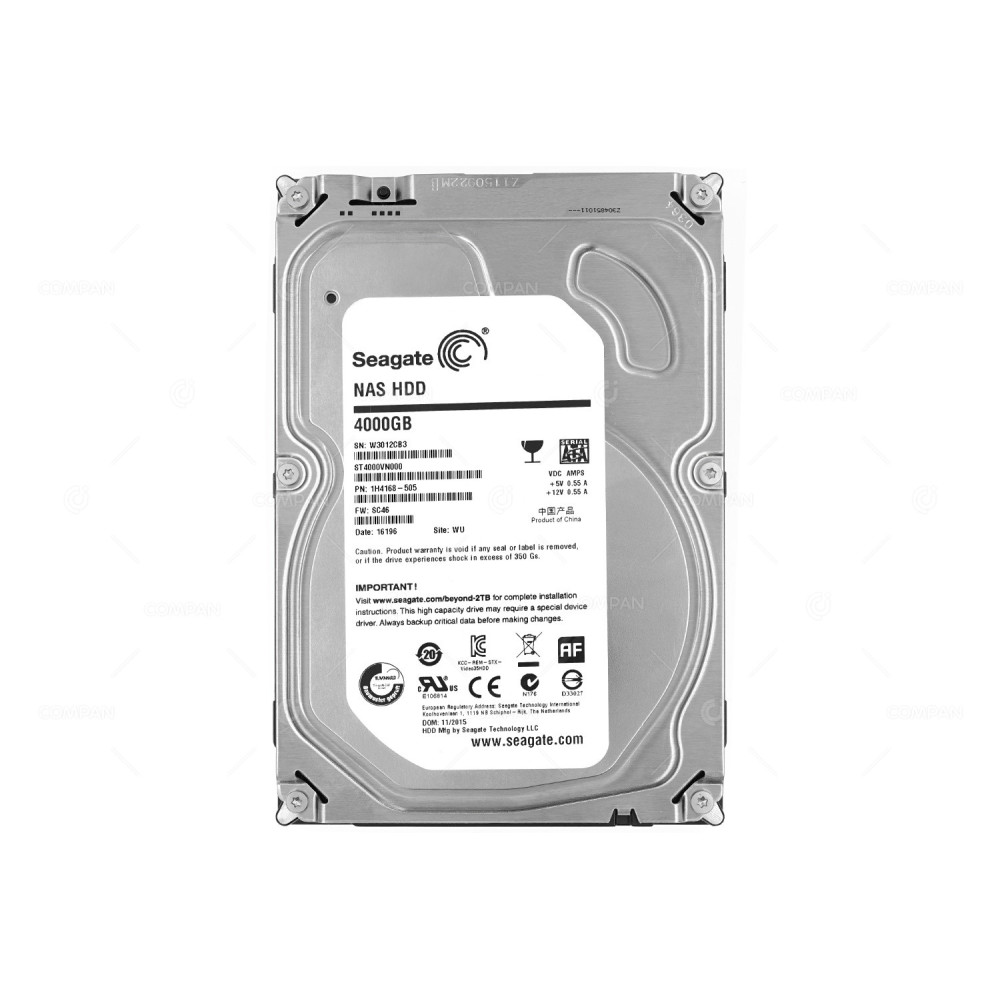 ST4000VN000 SEAGATE HARD DRIVE 4TB 5.9K 6G 3.5 SATA LFF 64MB CACHE 1H4168-505