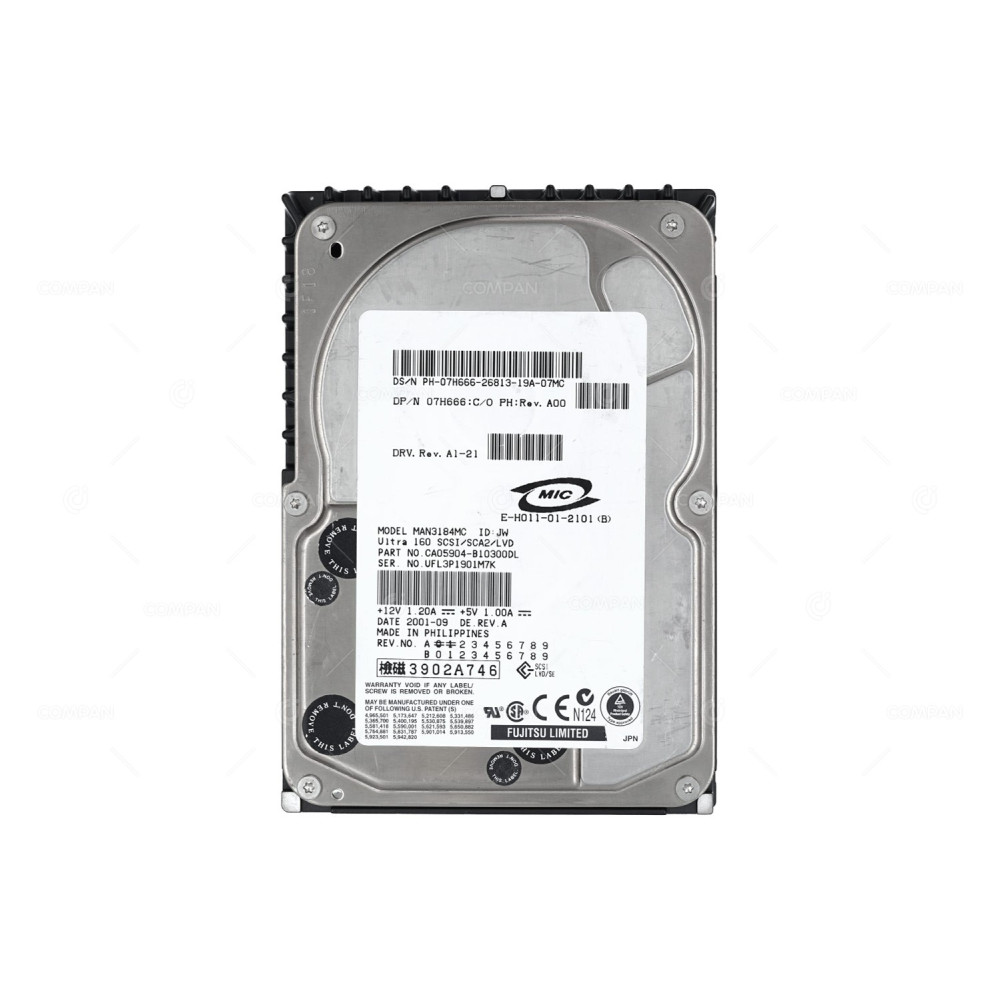 7H666 DELL HARD DRIVE 18GB 10K U160 3.5 SCSI 07H666