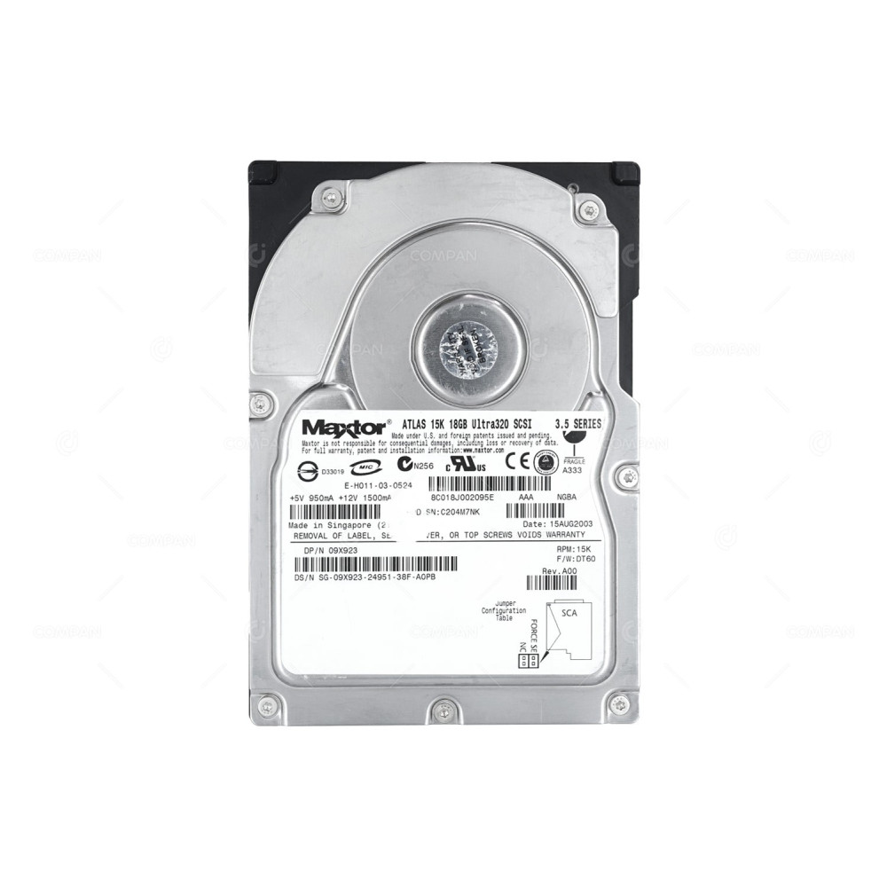 9X923 DELL HARD DRIVE 18GB 15K U320 3.5 SCSI 09X923