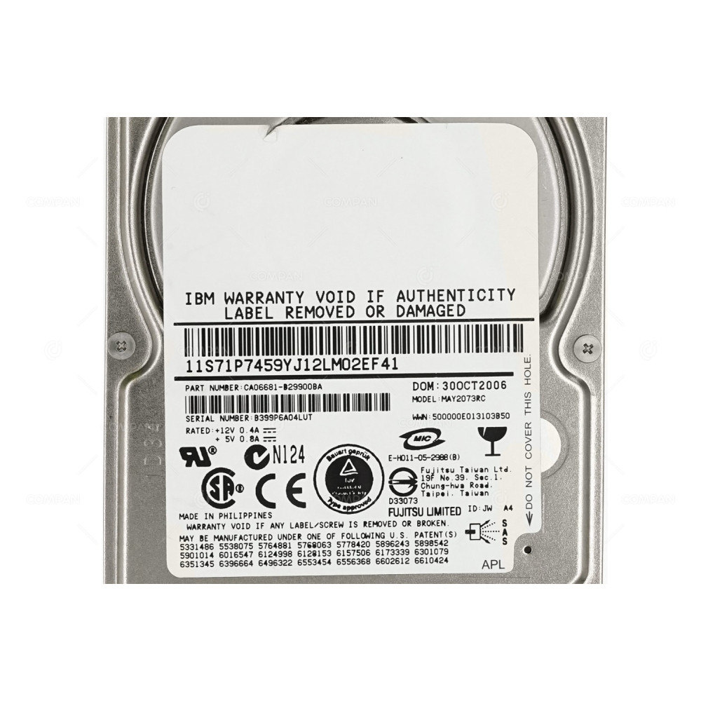 MAY2073RC FUJITSU HDD 73GB 10K SAS 3G 2.5" SFF HOT-SWAP