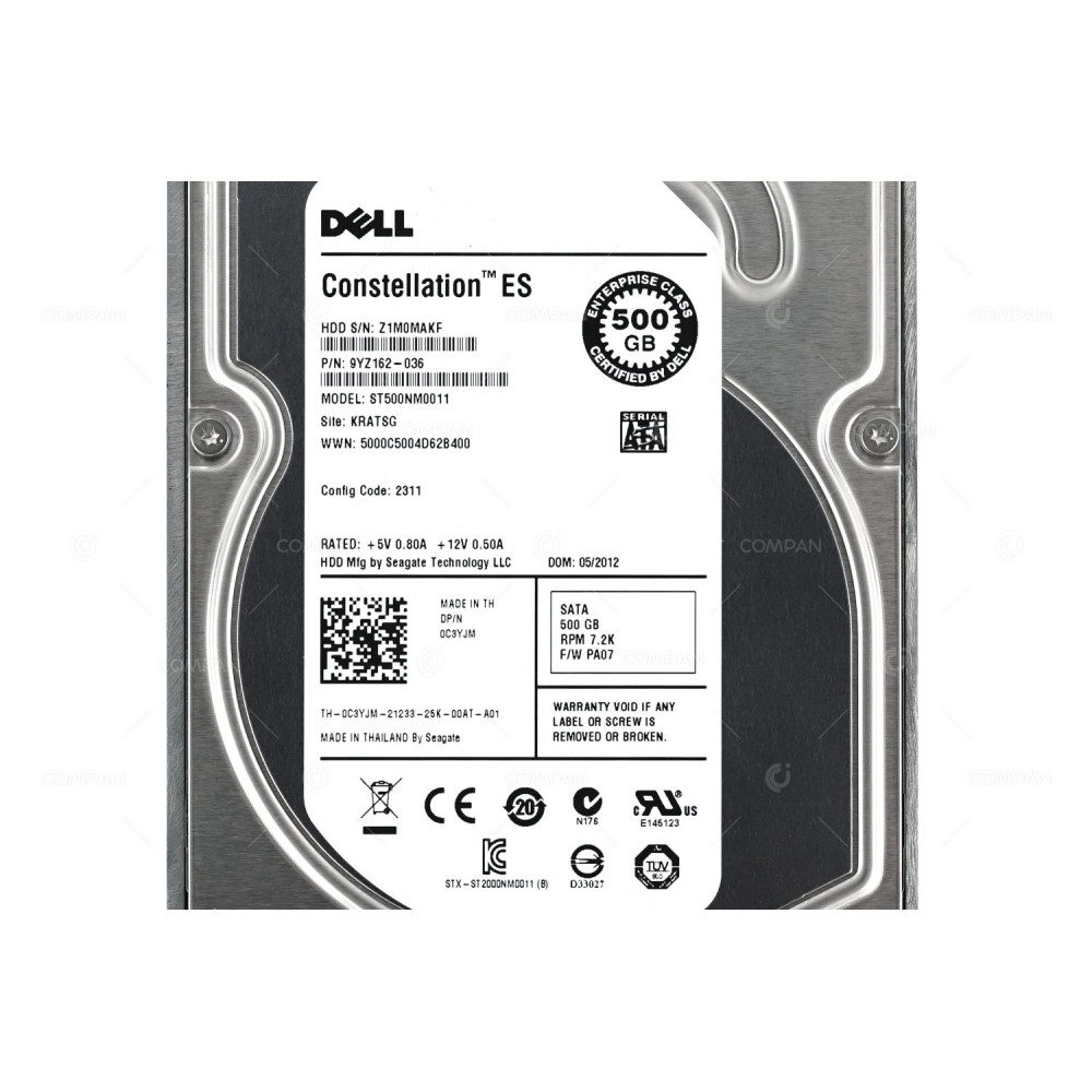C3YJM  DELL HDD 500GB 7.2K SATA 3G 3.5" LFF HOT-SWAP
