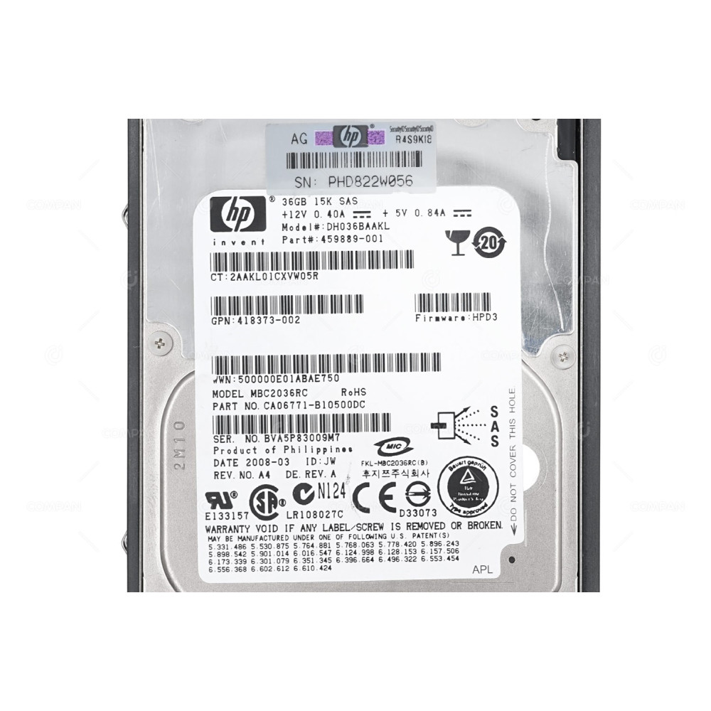 418397-001 HP HDD 36GB 15K SAS 3G 2.5" SFF HOT-SWAP