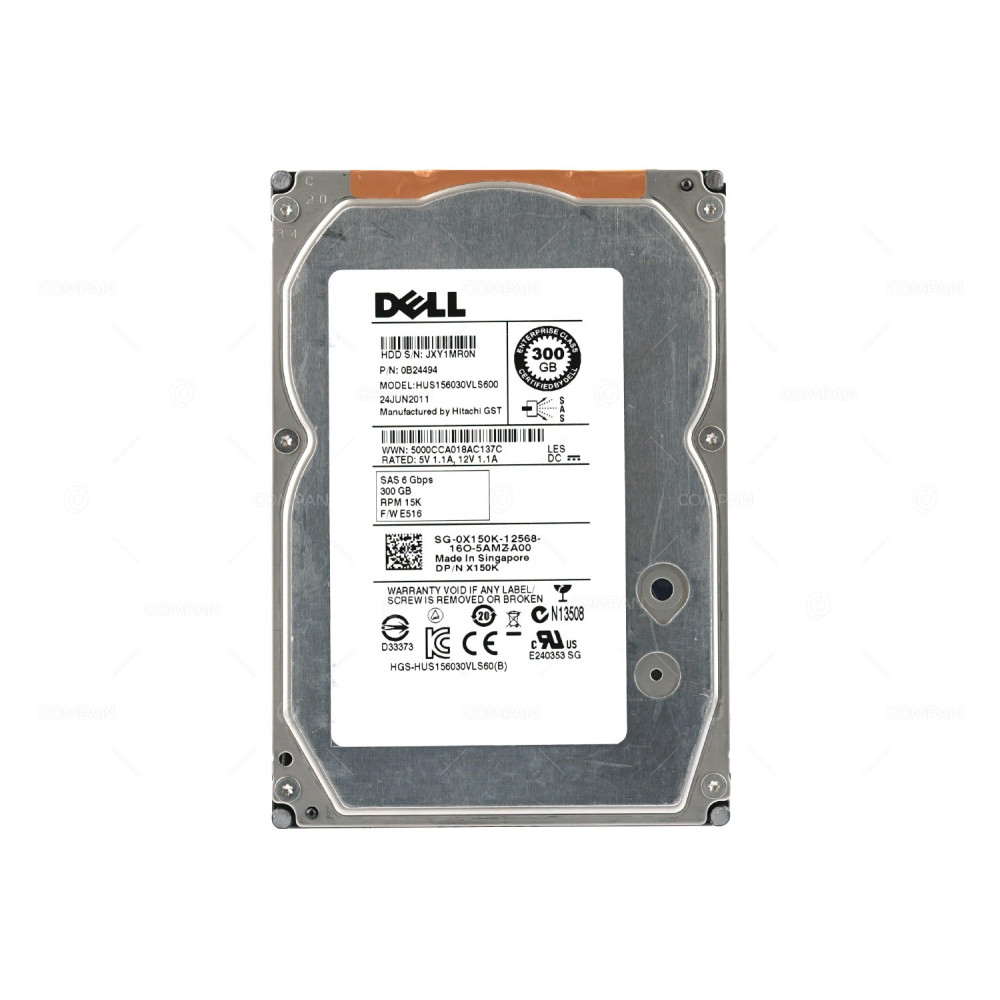 X150K  DELL HARD DRIVE 300GB 15K 6G SAS 3.5 LFF HOT-SWAP