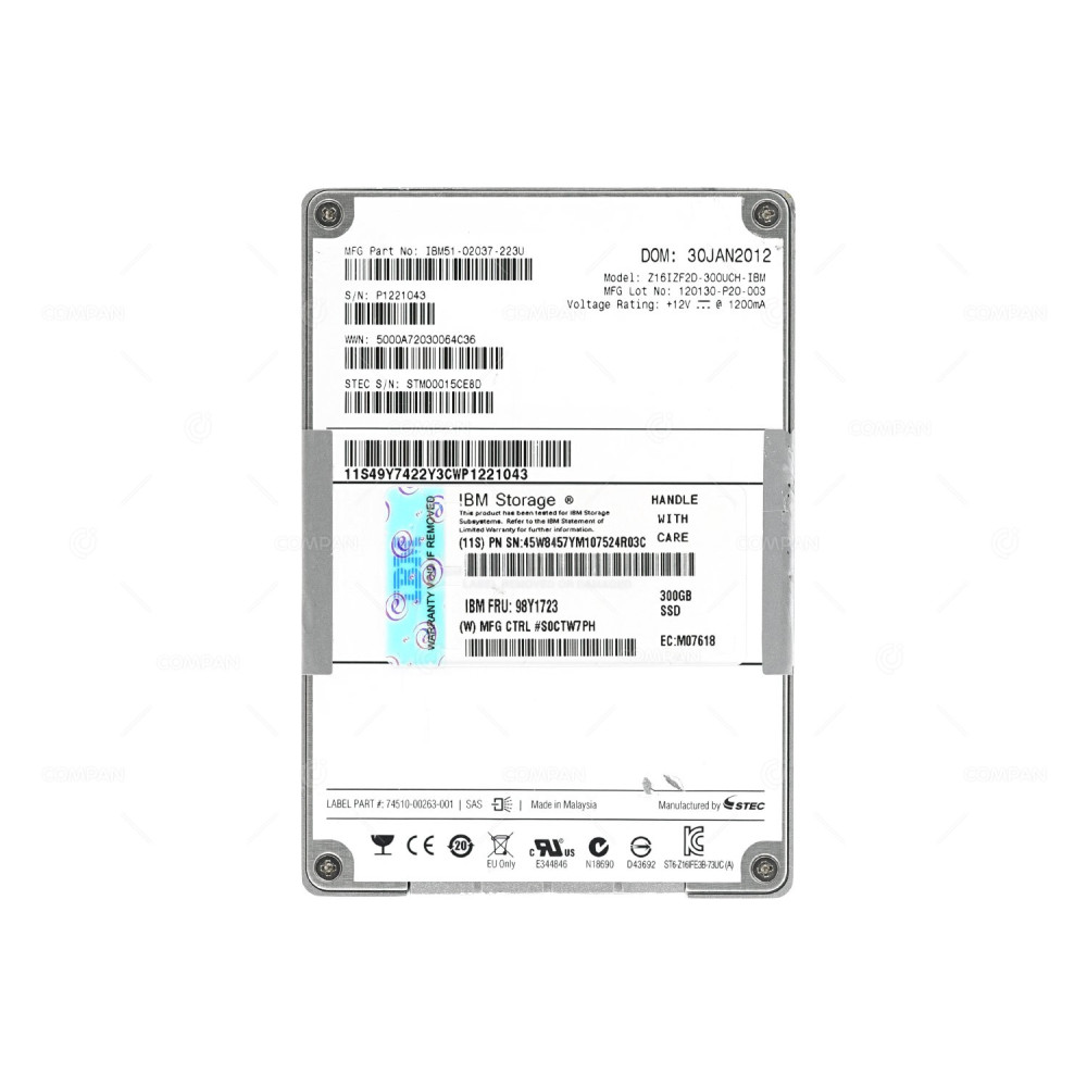 98Y1723 IBM SSD 300GB SAS 6G 2.5" SFF HOT-SWAP