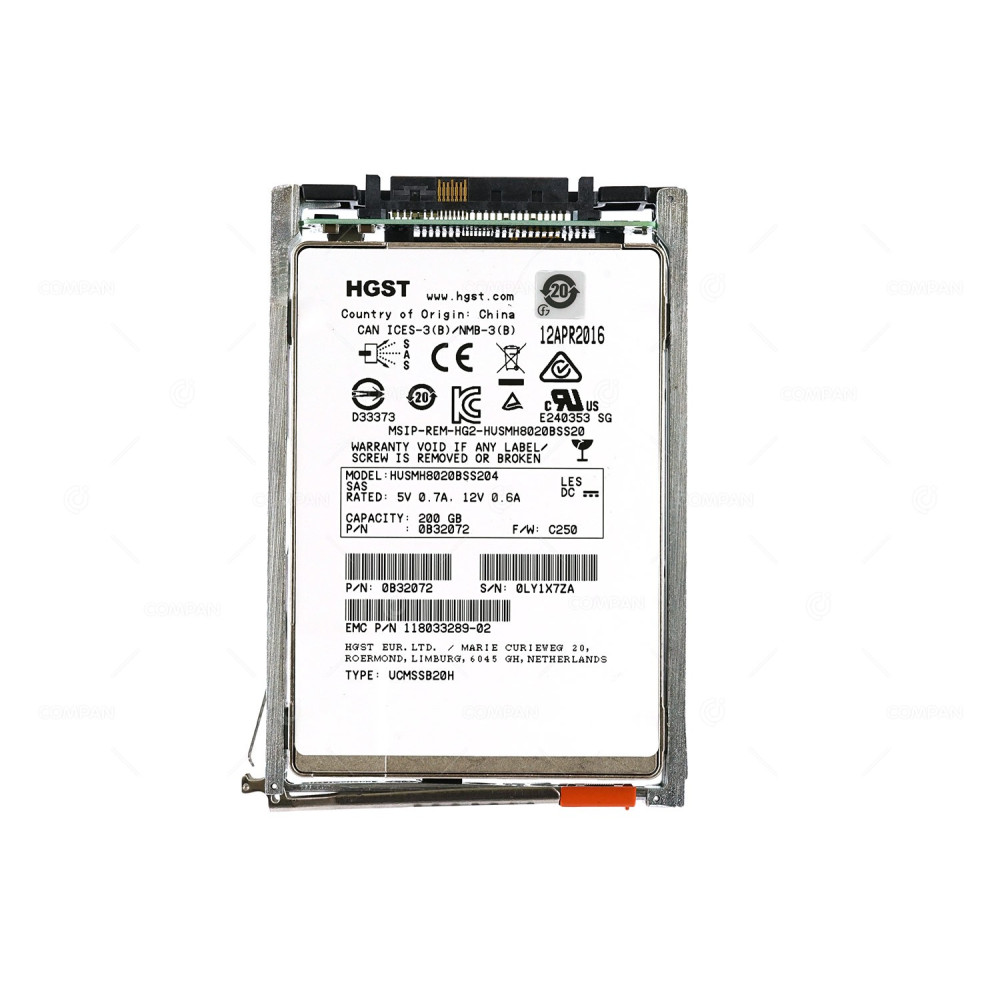 005051195  EMC SSD 200GB SAS 6G 2.5" SFF HOT-SWAP FOR EMC VNX