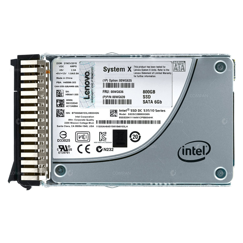 00WG636 LENOVO SSD 800GB SATA 6G 2.5" SFF HOT-SWAP FOR THINKSYSTEM