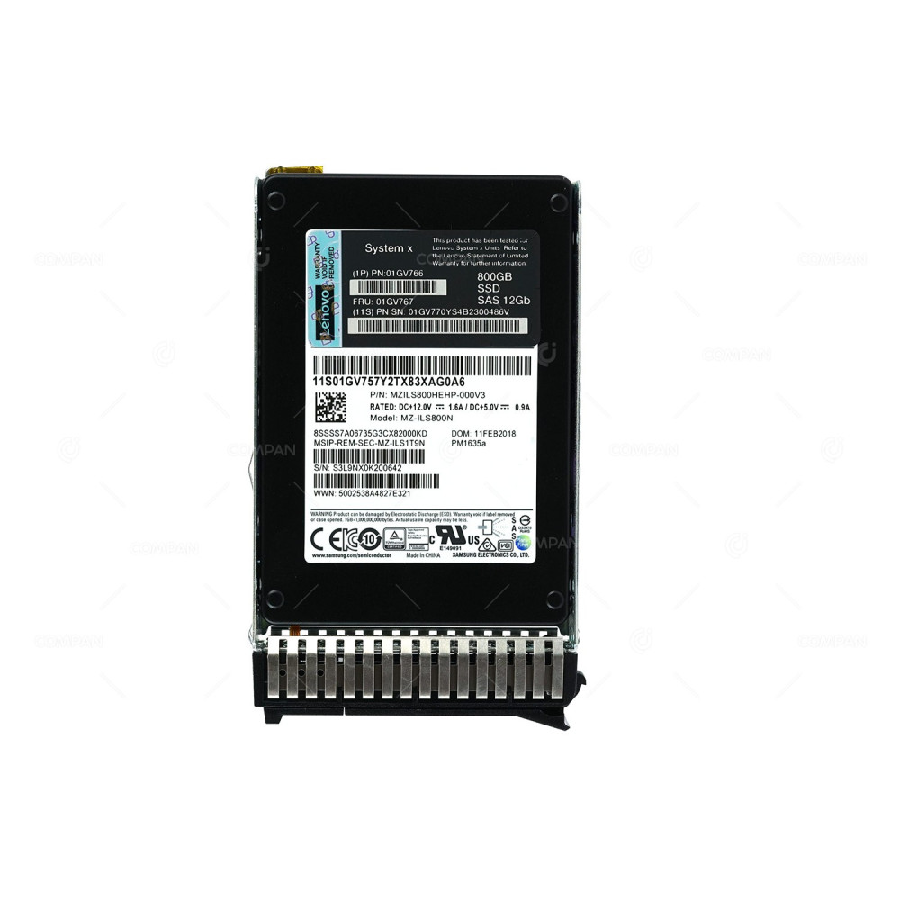 01GV767  LENOVO SSD 800GB SAS 12G 2.5" SFF HOT SWAP FOR IBM SYSTEM X