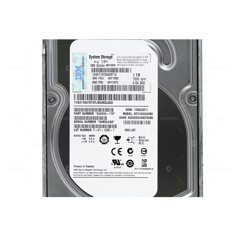 49Y1880  IBM HDD 1TB 7.2K SAS 6G 3.5" LFF HOT-SWAP FOR DS3512 EXP3512