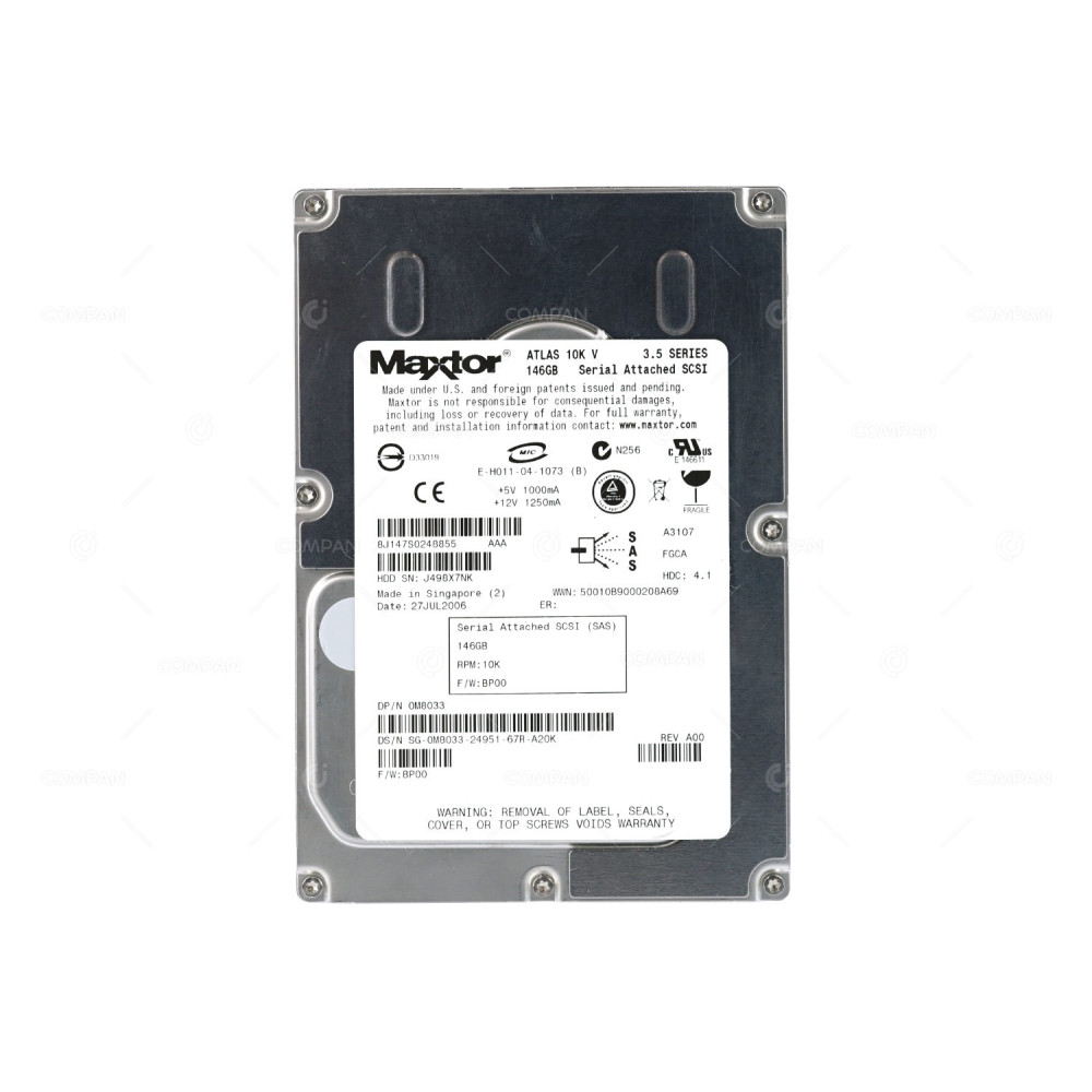 M8033 DELL HDD 146GB 10K SAS 3G 3.5" LFF HOT-SWAP