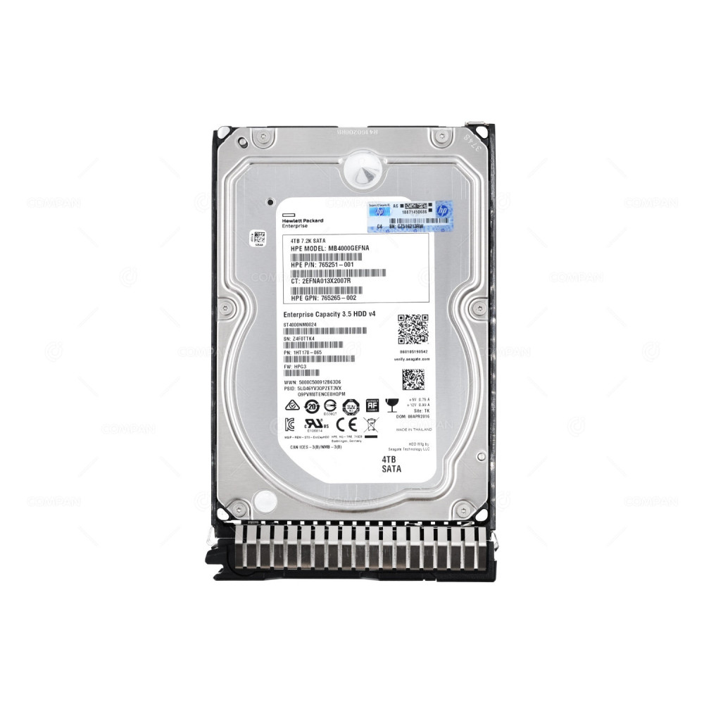 765861-001 HP HARD DRIVE 4TB 7.2K 6G LFF 3.5 SATA FOR DL380 G8-G10 765265-002