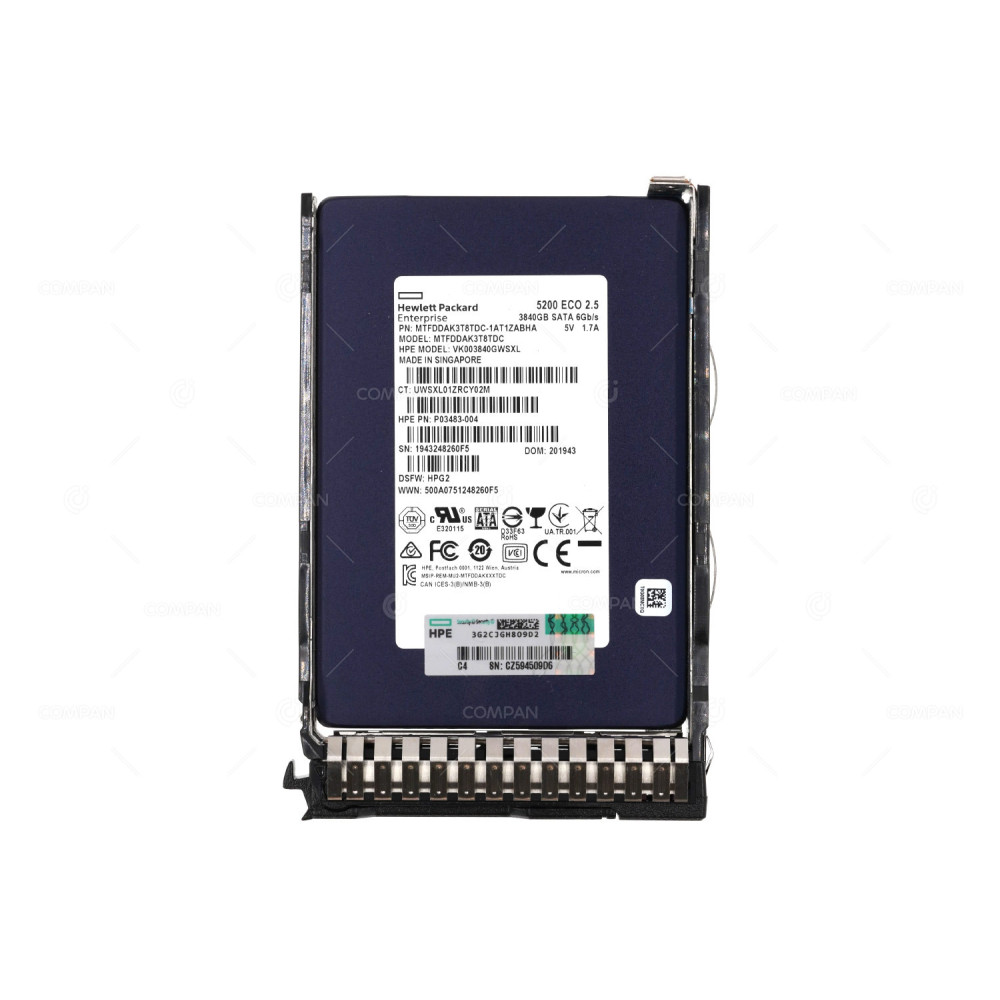 P05315-001 HP SSD 3.84TB SATA 6G DS SSD 2.5" SFF FOR DL380 G8 G9 G10