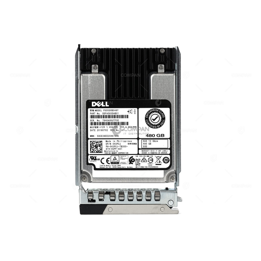 43PCJ-G14  DELL SSD 480GB 12G SAS 2.5 SFF G14