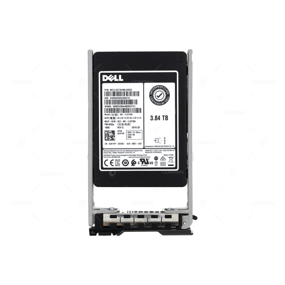JR1HP DELL 3.84TB 2.5 SFF MLC 12G SAS SSD RI READ INTENSIVE DRIVE FOR G13