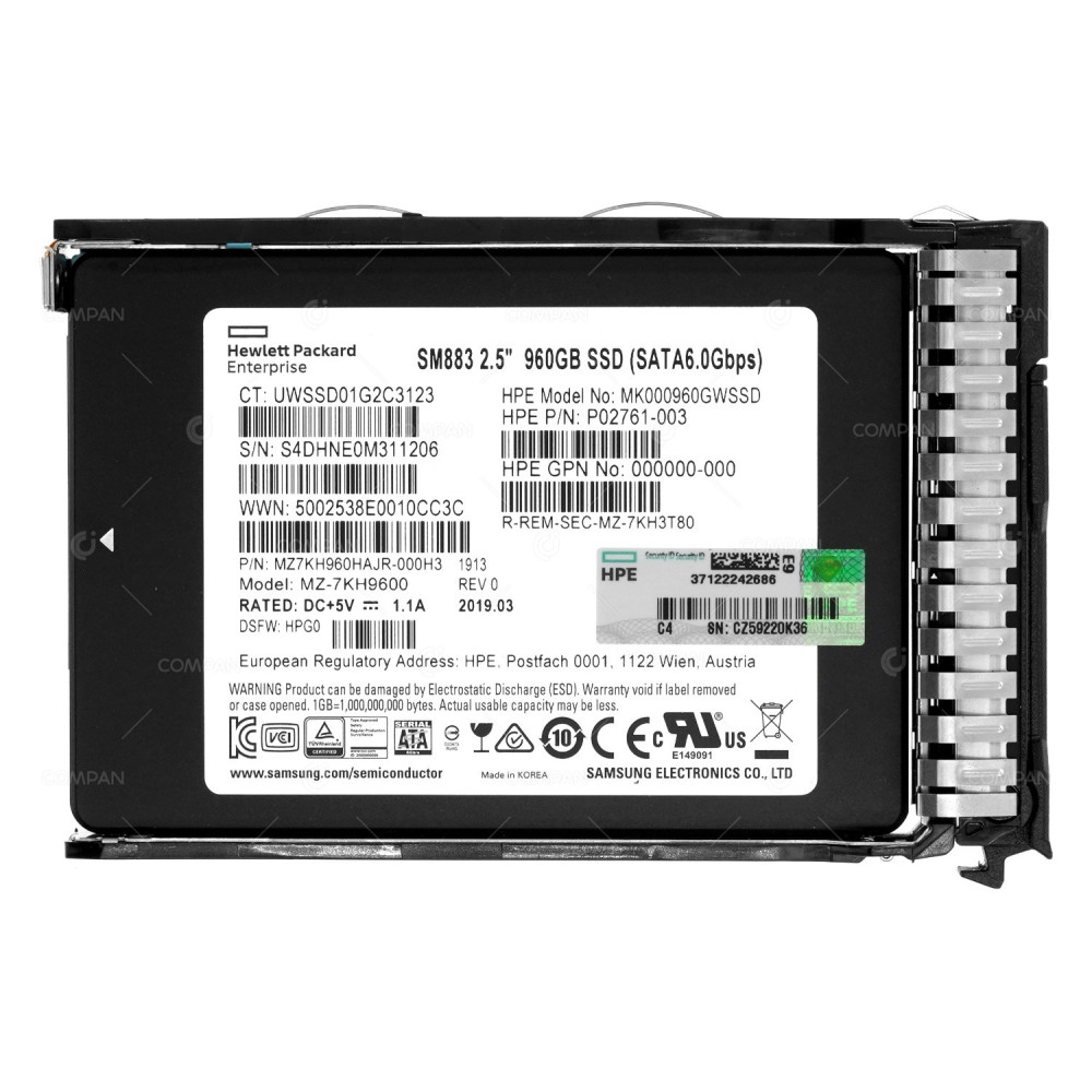 P09909-001 HP SSD SM883 960GB SATA 6G DC 2.5" SFF G8 G9 G10