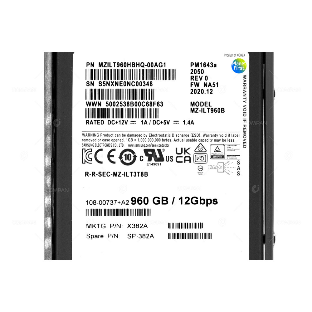 X382A  NETAPP SSD 960GB SAS 12G 2.5" SFF FOR NETAPP E2824 DE224C
