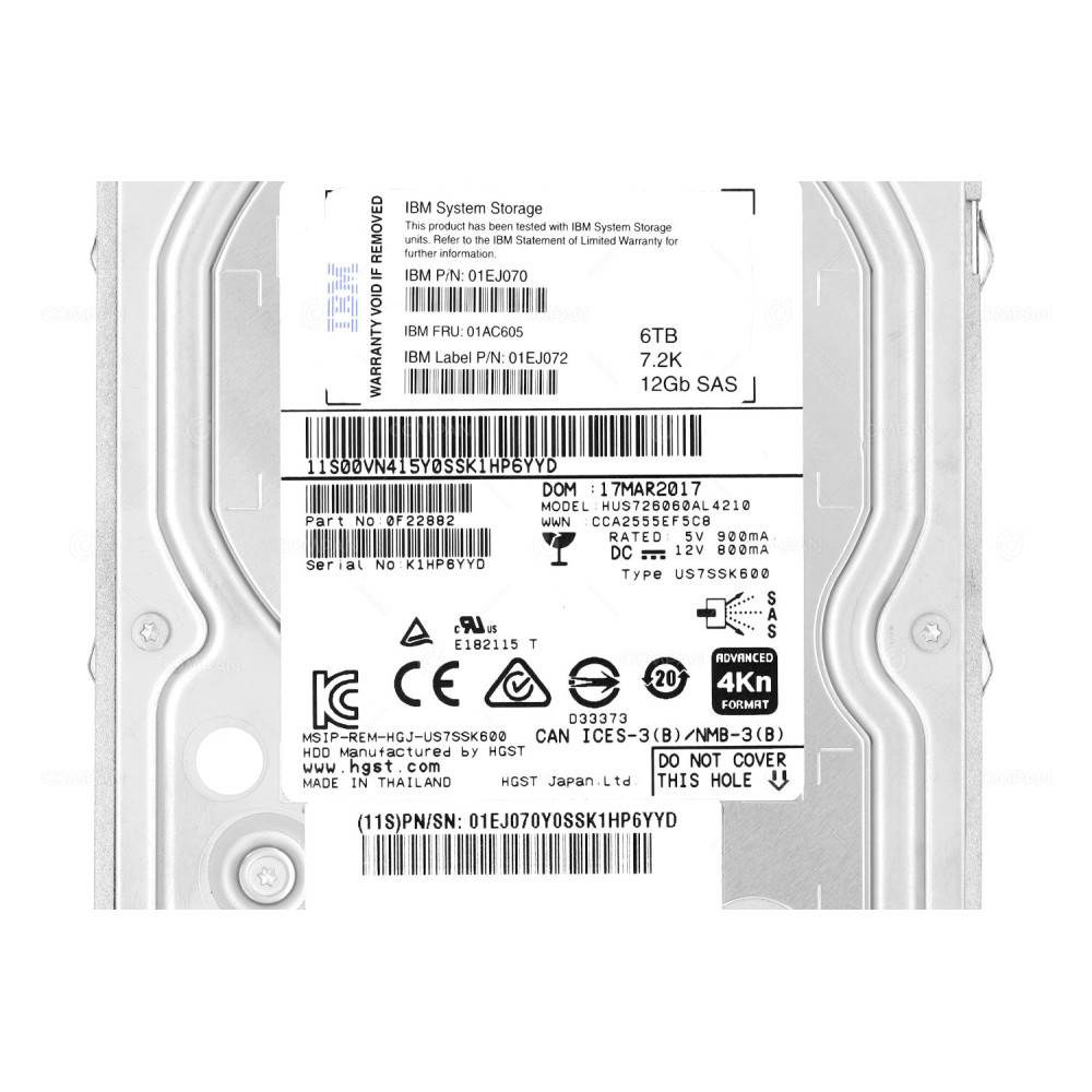 01AC605 IBM 6TB HDD 7.2K SAS 12G 3.5" LFF