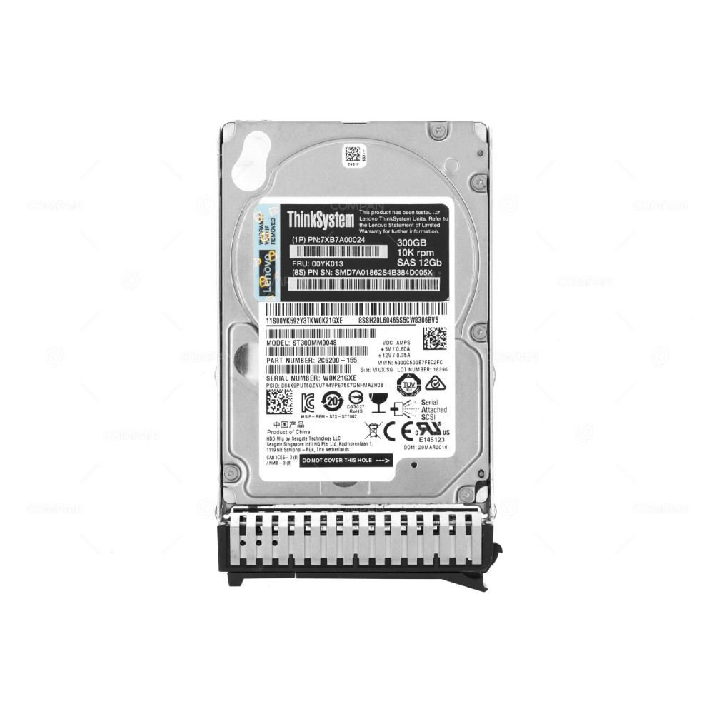 00YK013 IBM HDD 300GB 10K SAS 12G 2.5" SFF HOT-SWAP FOR X3650 M5